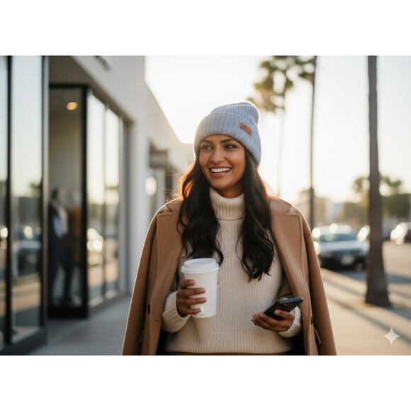 VINCE NWT $165 100% Cashmere Chunky Rib Beanie Hat in Light Tide Blue OS - Picture 12 of 16